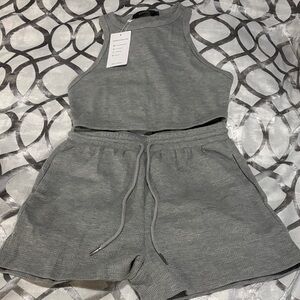Women's Waffle Lounge Set - Gray
